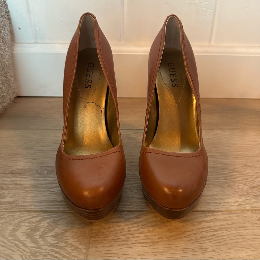 Guess Brown Heels Elegant Leather